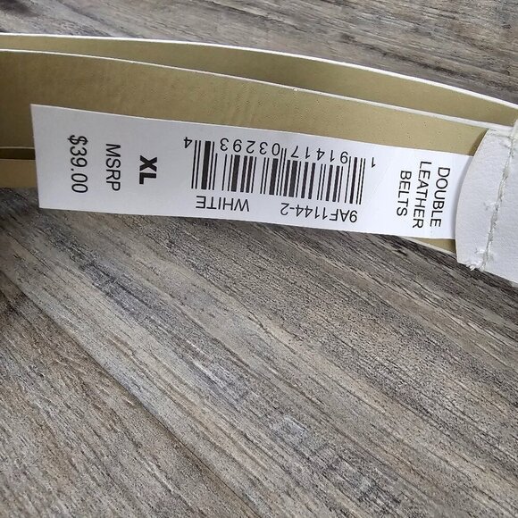 Stone Mountain Double Belted Fanny Bag New White Leather Wristlet Belt Set - Picture 4 of 9